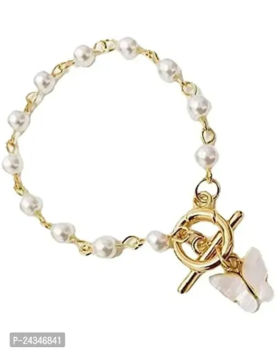 Combo of 2 Pearl Bracelet with Butterfly Charm, Dainty Beaded Pearl Bracelet, Wedding Jewelry, Bracelet For Women-thumb4