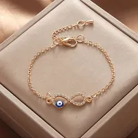 Combo of 2 Evil Eye Infinity bracelet, Nazr bracelet, chain infinity bracelet and Butterfly Charm, Dainty Beaded Pearl Bracelet, Wedding Jewelry, Bracelet For Women (Gold)-thumb4
