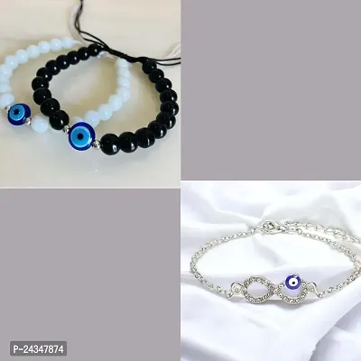 Combo of 2 Evil Eye Infinity bracelet, Nazr bracelet, chain infinity bracelet