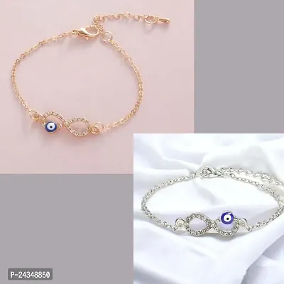 Combo of 2 Evil Eye Infinity bracelet, Nazr bracelet, chain infinity bracelet (Silver)(gold)-thumb0