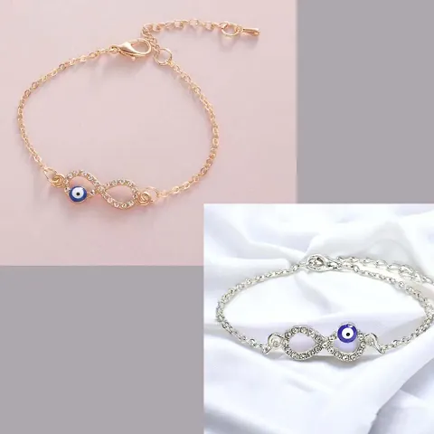 Combo of 2 Evil Eye Infinity bracelet, Nazr bracelet, chain infinity bracelet (Silver)(gold)