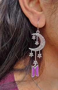 Stylish and fancy star and moon drop earrings, bts kpop earrings for women and girls-thumb2
