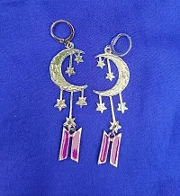 Stylish and fancy star and moon drop earrings, bts kpop earrings for women and girls-thumb4