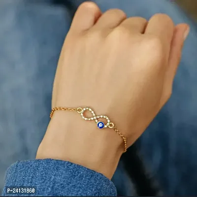 Combo of 2 Evil Eye bracelet, Nazr bracelet, chain bracelet (Gold)-thumb2