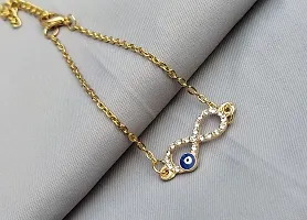 Combo of 2 Evil Eye bracelet, Nazr bracelet, chain bracelet (Gold)-thumb2