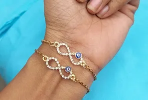 Combo of 2 Evil Eye bracelet, Nazr bracelet, chain bracelet (Gold)-thumb3