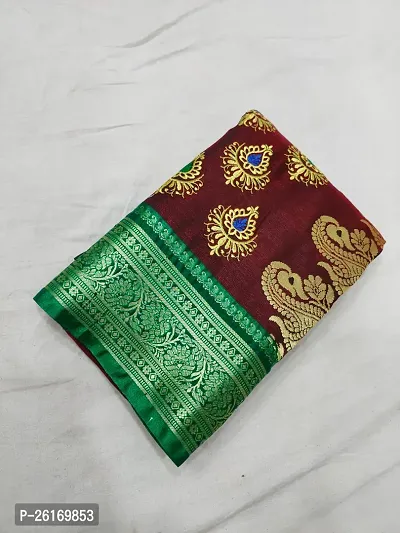 Banarsi silk satin full work embroidery.  With blouse piece-thumb0