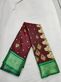 Banarsi silk satin full work embroidery.  With blouse piece-thumb1