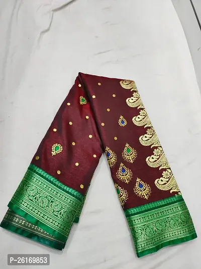 Banarsi silk satin full work embroidery.  With blouse piece-thumb2