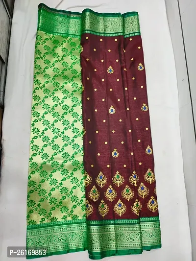 Banarsi silk satin full work embroidery.  With blouse piece-thumb4