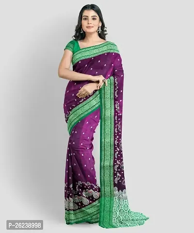 Classic Satin Saree with Blouse piece for women-thumb0