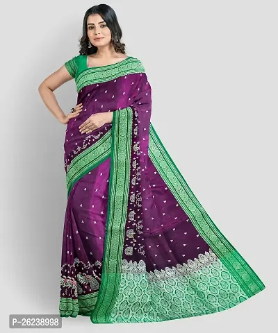 Classic Satin Saree with Blouse piece for women-thumb3