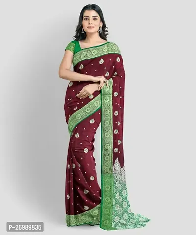 Beautiful Silk Blend Saree With Blouse Piece