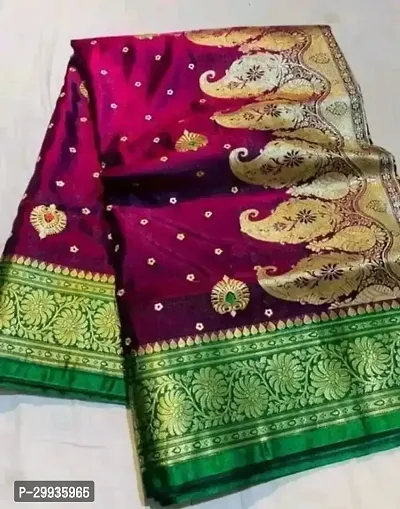 Beautiful Satin Saree With Blouse Piece-thumb0