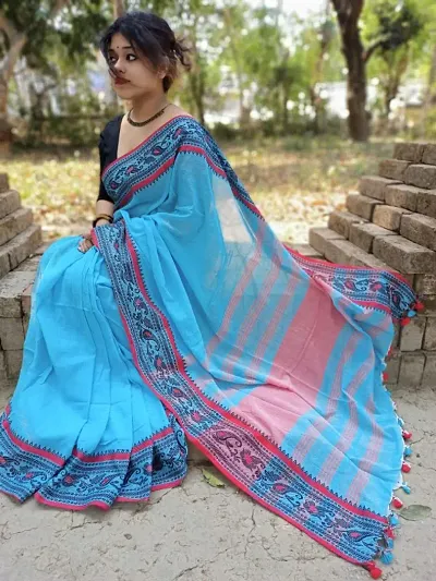 HANDLOOM COTTON MINA PAR SAREE WITH BLOUSE PIECE