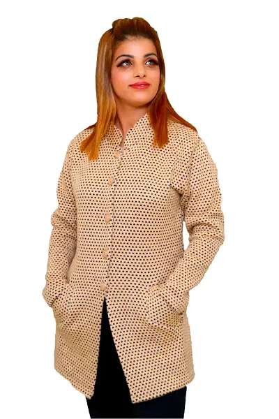 Womens Pure Wool Side Pocket Bouble Coller Long Coat