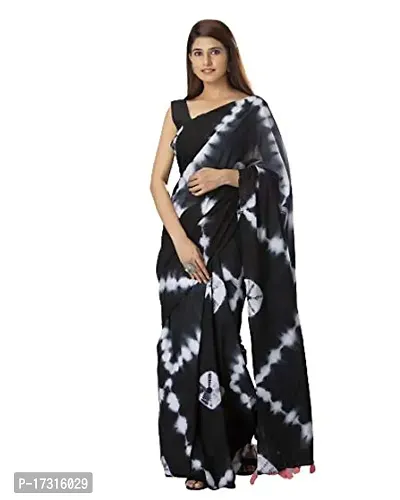 Beautiful Cotton Black Saree With Blouse Piece For Women-thumb0