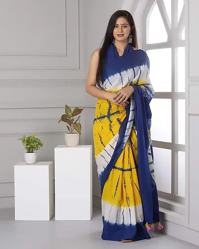 Attractive Cotton Printed Ikat Saree with Blouse piece