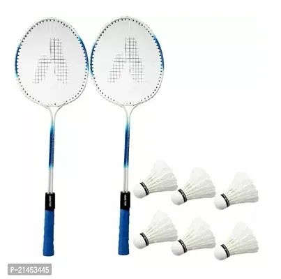Bulls Fitness 2 Pc Double Shaft Racket With 6 pc Feather shuttle cock