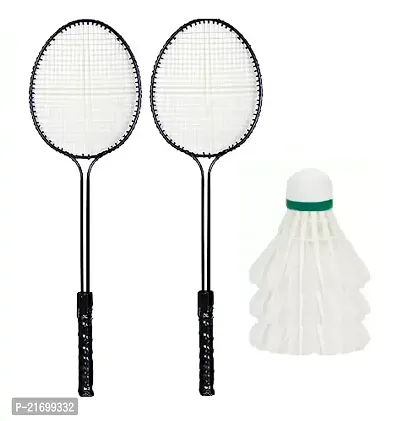 Bulls Fitness 2 PC Double Shaft Racket With Feather Shuttle-thumb0