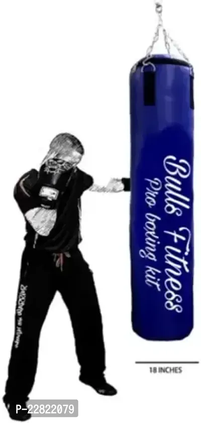 Bulls Fitness 4 Feet Blue SRF Unfilled Punching Bag With Hanging Chain-thumb0