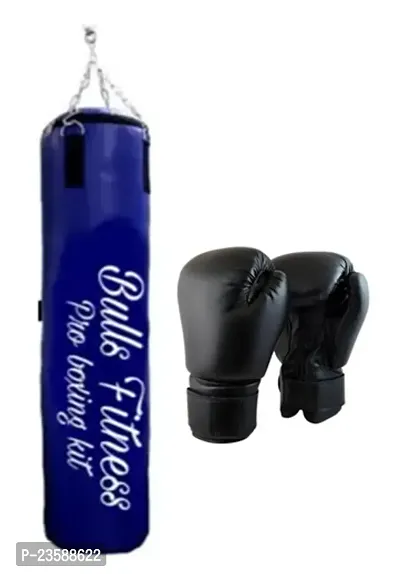 Bulls Fitness 3 Feet Unfilled Punching Bag And Hanging Chain With Boxing Gloves ( Boxing Gloves )-thumb0