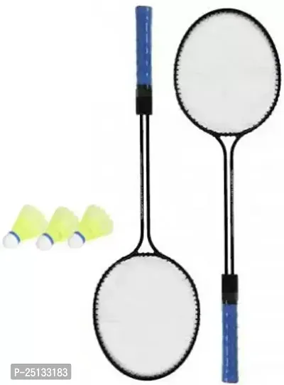 Bulls Fitness 2 PC Double Shaft Racket With 3 Nylon Shuttle ( Best For Child With Kids )