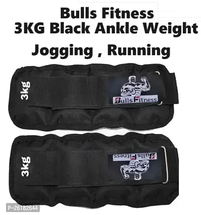 Bulls Fitness Black 3kg pair (3kg x2pc ) Black Ankle  Wrist Weight  (3 kg)-thumb0