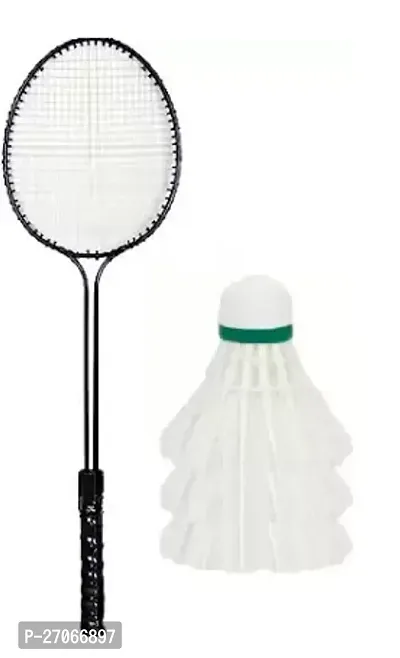 Bulls Fitness 1 PC Double Shaft Racket With 3 Feather shuttle / Badminton Kit-thumb0