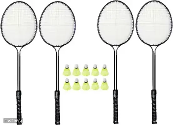 Bulls Fitness Badminton Kit Racket / 4 PC Double rod  Badminton Racket With Nylon Shuttle-thumb0