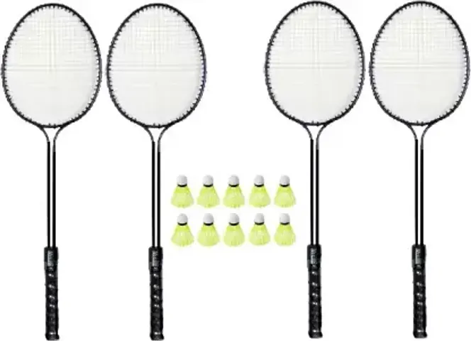 Bulls Fitness Badminton Kit Racket / 4 PC Double rod  Badminton Racket With Nylon Shuttle