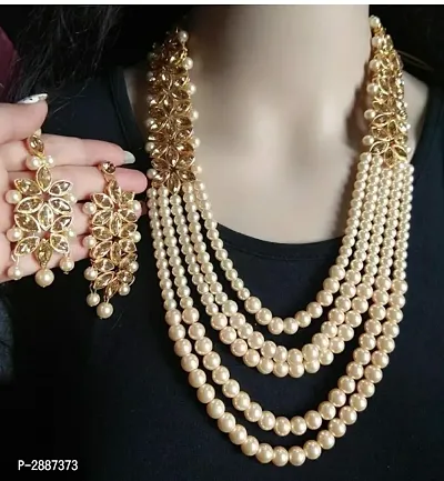 Trendy Kundan Beaded Layered Necklace Jewellery Set For Women's-thumb0