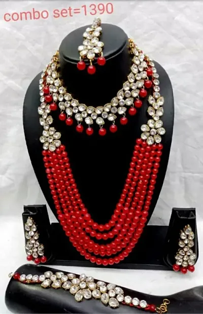 Trendy Kundan And Pearl Bridal Jewellery Set For Women's