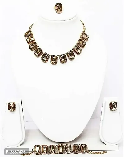Gold Alloy Necklace Set for Women's