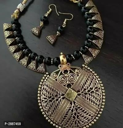 Black Glass Beads Necklace Set