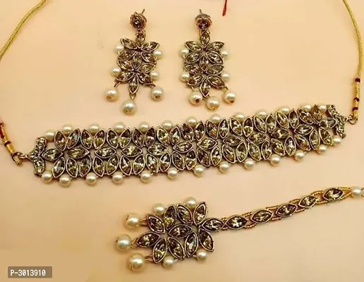 Stylish Crystal Choker Jewellery Set For Women-thumb0