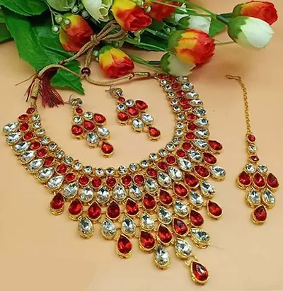 Trendy Plated Crystal Jewellery Set