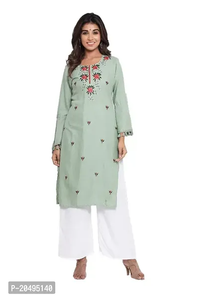 sds Women's Desinger Rayon Embroidry Kurta with Palazzo (Color :- Grey)