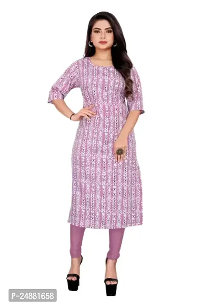 Stylish Crepe Pink Printed Kurta For Women Single Pack