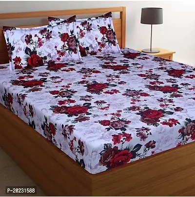 Premium Quality Comfortable Cotton Printed Double 1 Bedsheet + 2 Pillowcovers-thumb0