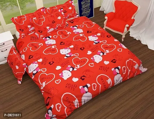 Premium Quality Comfortable Cotton Printed Double 1 Bedsheet + 2 Pillowcovers