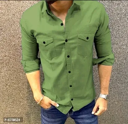 Men Cotton Blend Solid Casual Shirt