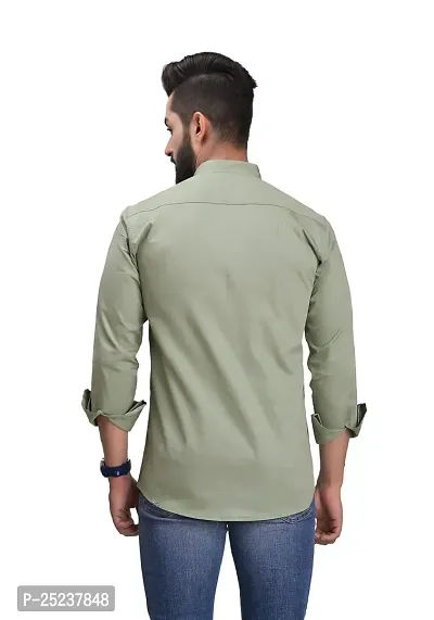 Trendy Men Double Pocket Cotton Blend Shirt for Men-thumb3