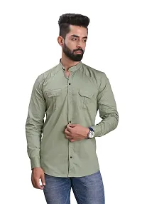 Trendy Men Double Pocket Cotton Blend Shirt for Men-thumb1