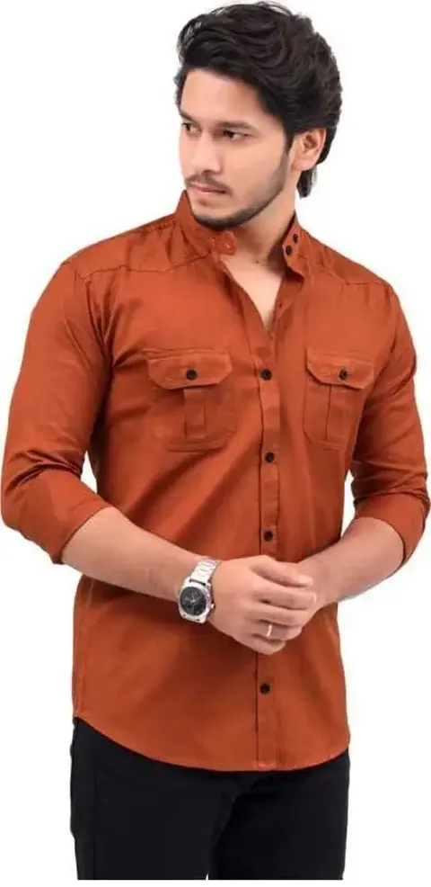 Mens Casual Wear Regular Fit Full Sleeves Solid Shirt for Men