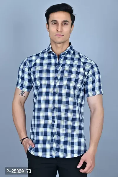 Classic Cotton Blend Checked Casual Shirts for Men-thumb0