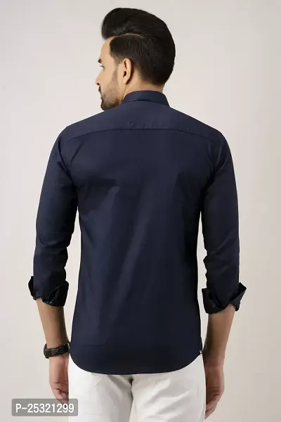 Classic Cotton Blend Solid Casual Shirt For Men-thumb2