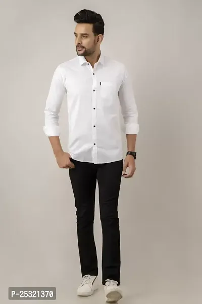 Classic Cotton Blend Solid Casual Shirt For Men-thumb3