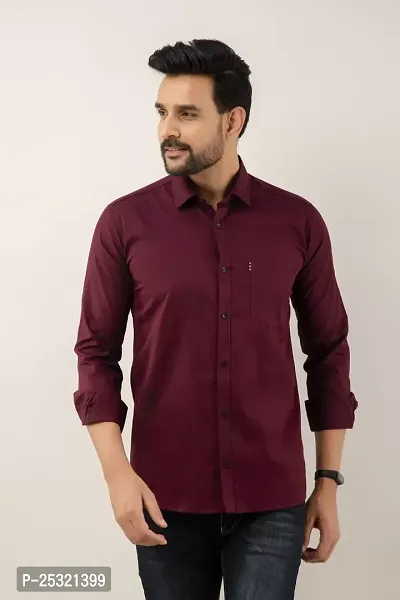 Classic Cotton Blend Solid Casual Shirt For Men-thumb0