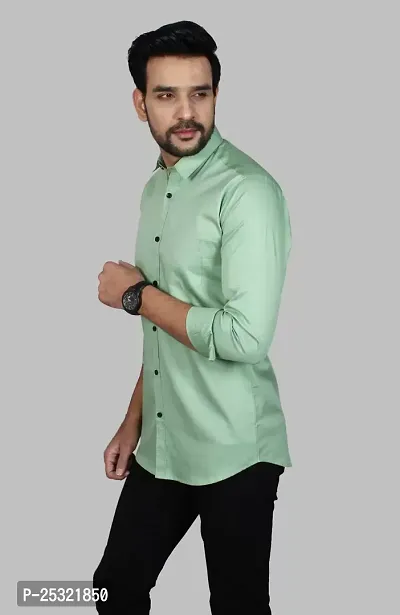 Classic Cotton Blend Solid Casual Shirt For Men-thumb3